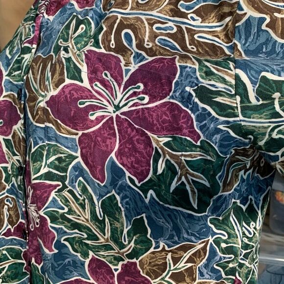 Vintage Hilo Hattie Hawaiian Shirt Camp Collar Tropical Abstract Floral Small - Picture 9 of 11